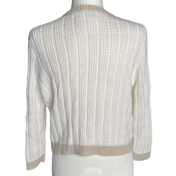 Cotton By Autumn Cashmere Womens Cardigan Knit Zip-Up Sweater Beige Cream Size M - Picture 2 of 6